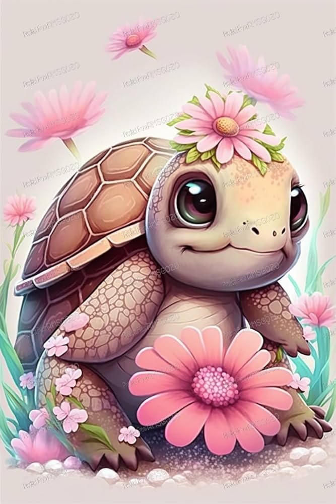 Amazon.com: RMSGOZO DIY Pink Floral Turtle Diamond Painting